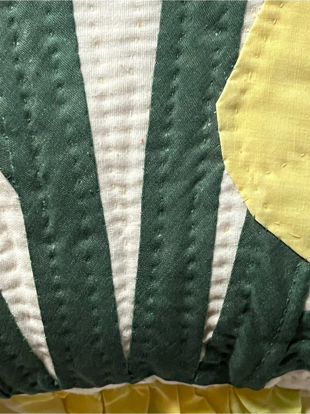 Vintage set of twoYellow Tulip Quilted Pillows with Ruffle Trim